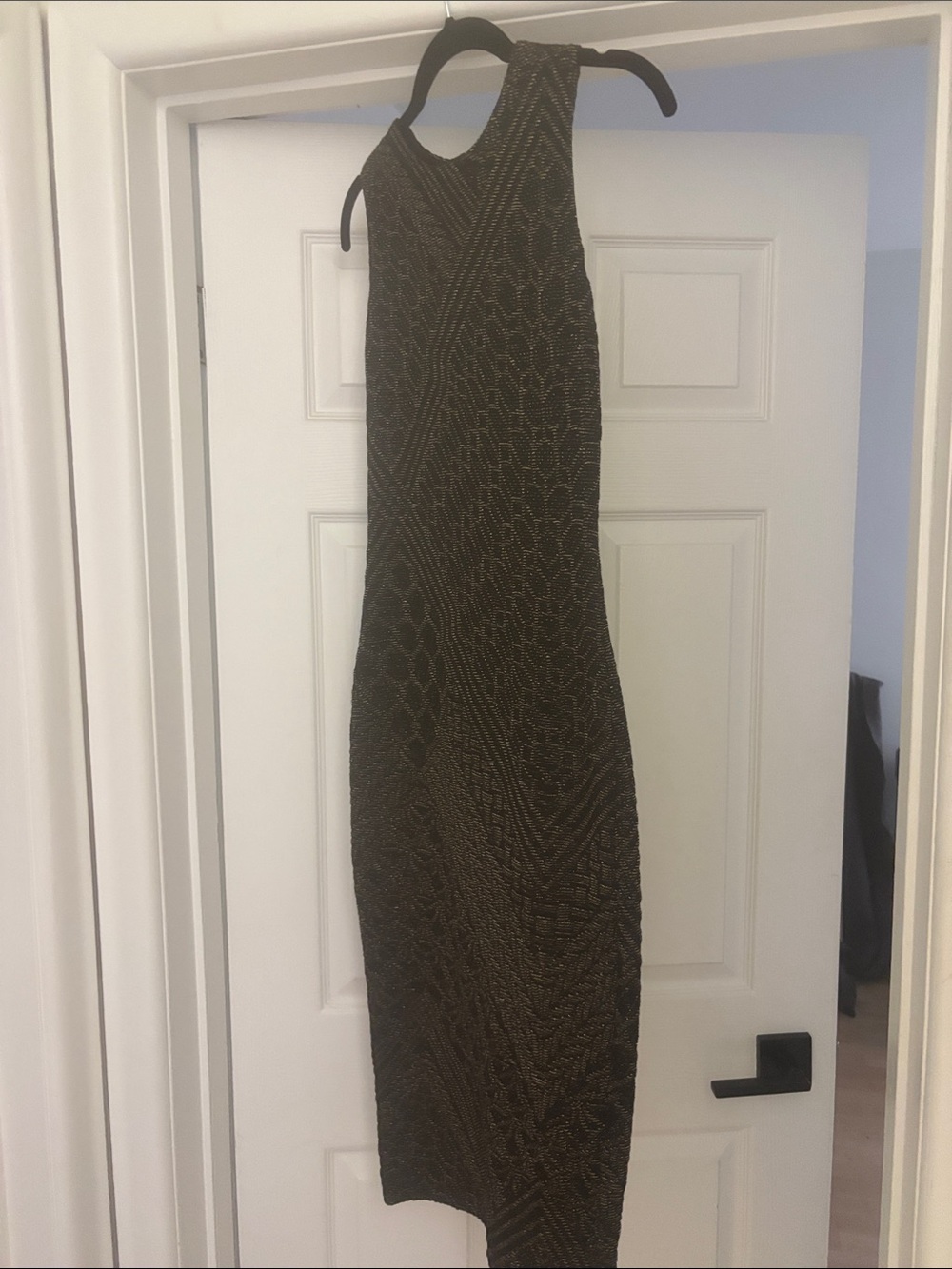Marciano One-Shoulder Black and Gold Beaded Evening Dress